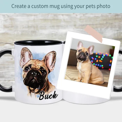 Vista 3 de Taza personalizada, taza de café personalizada para mascotas, tazas de fotos de perros, taza de café para amantes de los perros, taza de café