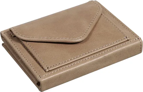 Vista 3 de Multiwallet con protección RFID con tarjetero con cierre a presión, Camello, Billetera triple