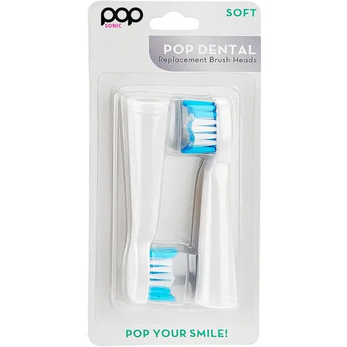 Vista 3 de Cepillo de dientes eléctrico Pop Sonic (burbuja morada) Paquete de 2 cabezales de repuesto - Cepillos de dientes de viaje con batería AAA Cepillos
