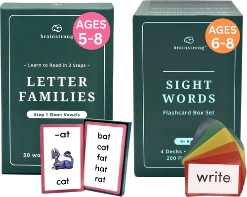 Vista 9 de 250 palabras fonéticas - Paso 1 - Vocales cortas Aprender a leer Kinder/1° grado Edades 5-7 Tarjetas premium de 50 familias de letras