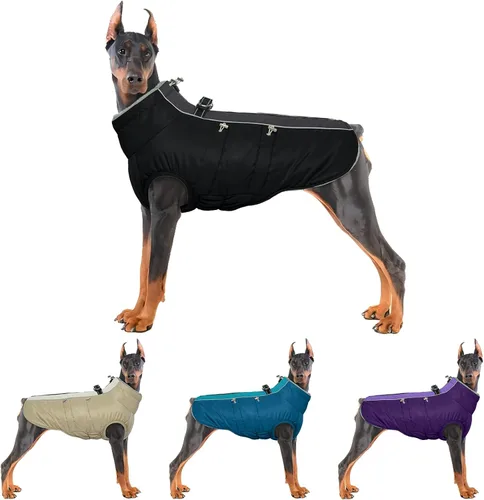 Vista 12 de IDOMIK Abrigo cálido para perros con arnés, chaquetas reflectantes impermeables para perros pequeños, medianos y grandes, chaqueta de invierno