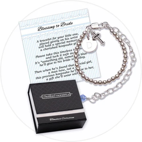 Vista 2 de Cherished Moments Baptism to Bride Bracelet .925 Silver or 14K Gold-Plated Moneda de bendición de niño de plata