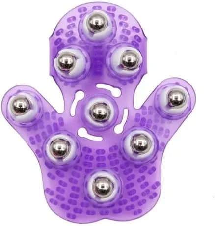 Vista 6 de Guante de masaje corporal con bola rodante, anticelulítico, alivio del dolor muscular, masajeador relajante para cuello, espalda, hombros, glúteos