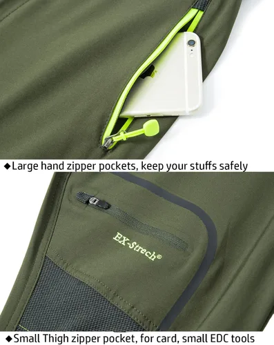 Vista 5 de CARWORNIC Pantalones de senderismo ligeros para hombre, de secado rápido, impermeables, con bolsillos con cremallera
