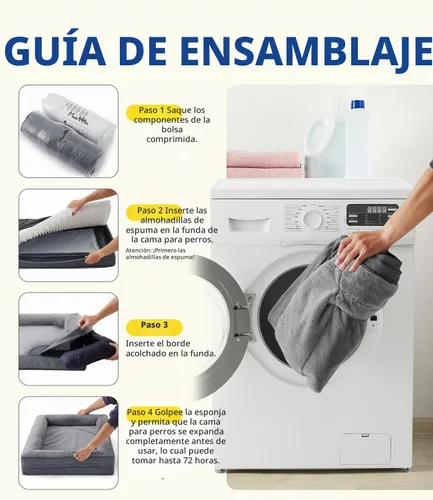 Vista 7 de Made4pet - Cama grande para perro, sofá ortopédico de espuma para perros, sofá cama para mascotas de 38 pulgadas con funda impermeable lavable, Gris
