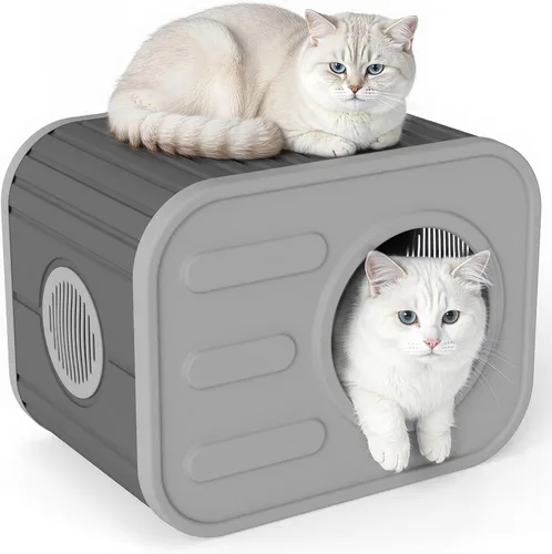 Vista 5 de Casa para Gatos de Exterior de Resina Casas para Gatos de Exterior Casa Aislada para Gatos Ferales para Gatos y Animales Pequeños