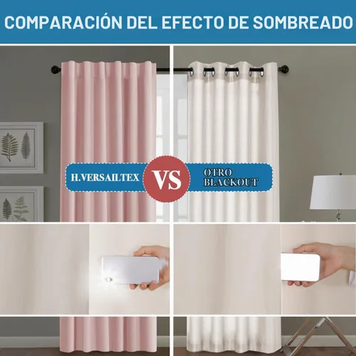 Vista 7 de H.VERSAILTEX Cortinas 100% opacas para dormitorio con forro negro, cortinas de oscurecimiento de habitación completa, con aislamiento térmico Rosa