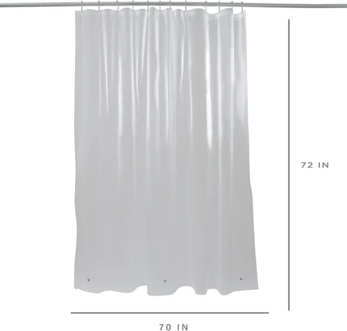 Vista 6 de Bath Bliss Cortina de ducha estándar de PVC 3G 70" x 72" Dobladillo magnético Translúcido Escarcha