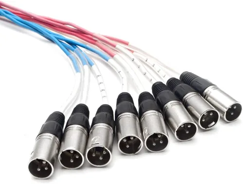 Vista 4 de Seismic Audio Altavoces XLR Snake Cables de 8 canales, cables de serpiente de audio profesional, 10 pies, cables codificados de varios