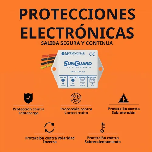 Vista 4 de Morningstar Sunguard 4.5A PWM Controlador de carga solar, regulador