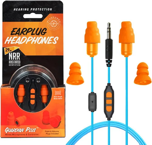 Vista 11 de Plugfones Guardian Plus - Auriculares intrauditivos híbridos con reducción de ruido con micrófono de aislamiento de ruido y controles (negro)