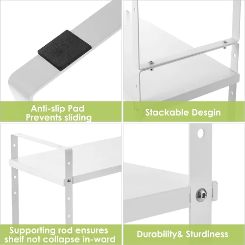 Vista 6 de Across-Star Organizador de estante de armario expandible y apilable, estantes de almacenamiento de mostrador de cocina ajustables en altura, estante