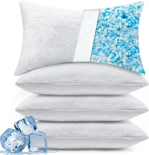 Vista 15 de BETU Almohada refrescante estándar, almohada de espuma viscoelástica triturada fresca para durmientes calientes, almohadas ajustables firmes
