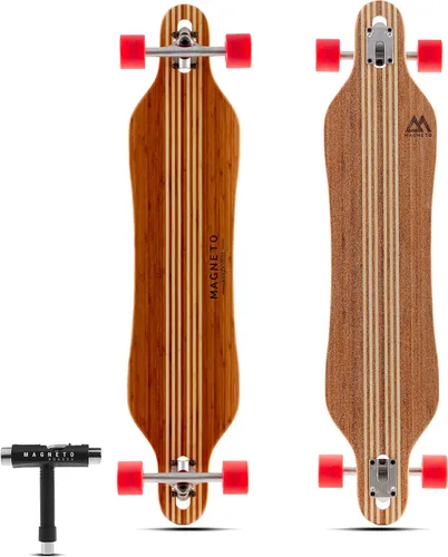 Vista 8 de Magneto Longboards Bamboo Longboards for Cruising, Carving, Free-Style, Downhill and Dancing (Bamboo Drop & Fiberglass Through Longboard)