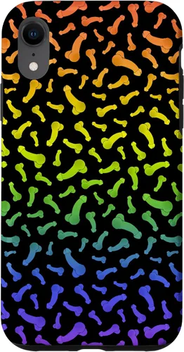 Vista 25 de Funda negra con diseño de pene o polla arcoíris para iPhone 17