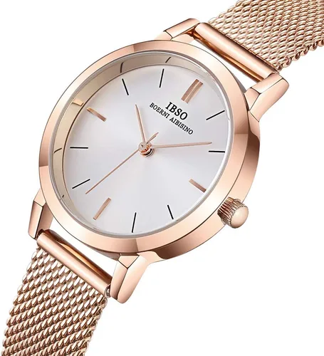 Vista 2 de Reloj de pulsera de malla de acero inoxidable para mujer, reloj de pulsera de cuarzo para mujer, impermeable, diseño único, Relogio Feminino