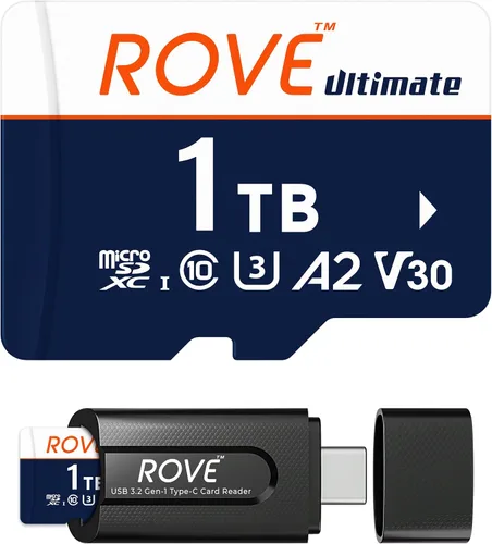 Vista 9 de ROVE Ultimate Micro SD Card microSDXC 128GB tarjeta de memoria con USB 3.2 tipo C lector de tarjetas 512GB 170MB/s C10, U3, V30, 4K, A2 para Dash