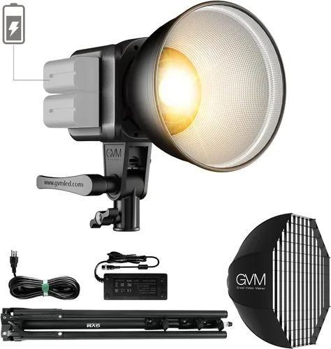 Vista 10 de GVM - Luz de video LED SD80S de 80 W con linterna Softbox y kit de soporte para trípode, luz de estudio de montaje Bowens de 5600 K, iluminación