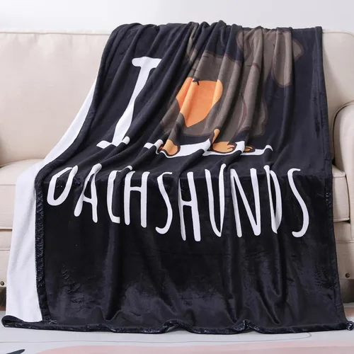 Vista 13 de Manta de perro salchicha Weiner, manta de perro salchicha con texto en inglés "I Love Dachshunds" para adultos, regalo súper suave para los amantes