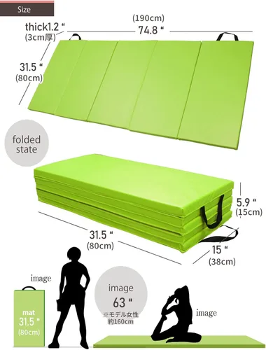 Vista 6 de KaRaDaStyle Colchoneta de Gimnasia Plegable de Estiramiento 75"x31"x1.2" Ejercicio Entrenamiento Muscular Juego de Niños Colchoneta de Barra