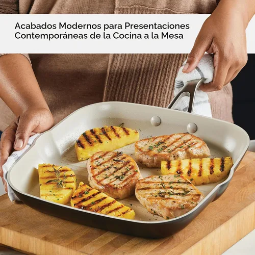 Vista 4 de KitchenAid Sartén antiadherente de cerámica anodizada dura, cuadrada, 11.25 pulgadas, negro mate