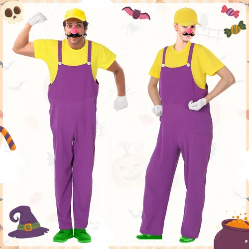 Vista 6 de Disfraz de fontanero malo para Halloween, 8 piezas, para adultos