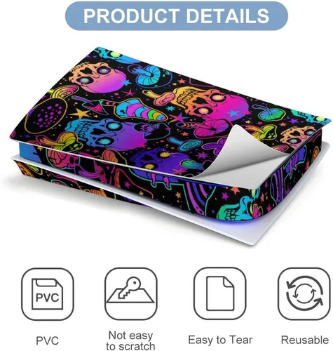 Vista 3 de Mushrooms and Skulls Skin for 5 Console and Controller Accessories Cover Skins Anime Vinyl Cover Sticker Full Set for 5 Disc Edition