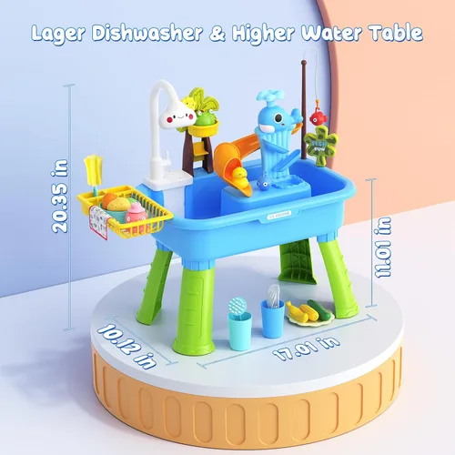 Vista 2 de Mesa de agua mejorada 2026 para niños de 1 a 3 años, juguetes al aire libre para niños de 4 a 8 años con bomba, juguetes de piscina para actividades
