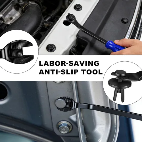Vista 4 de Kit de 5 herramientas de extracción de adornos de automóvil, herramienta de palanca de extracción automática de clips para panel de tablero de Azul