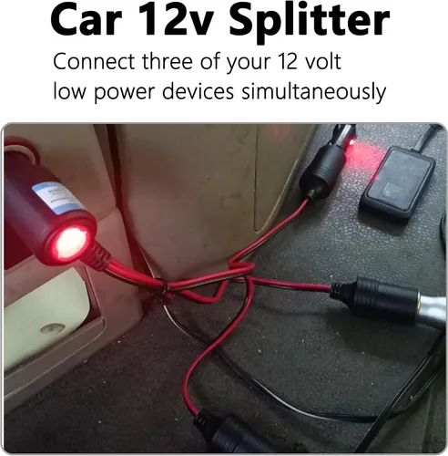 Vista 3 de Divisor de encendedor de cigarrillos para automóvil, adaptador de encendedor de cigarrillos de 12 V, cable Y de 3 enchufes, 1 a 3 puertos