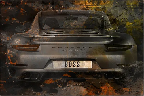 Vista 48 de Arte de pared motivacional para la oficina, lienzo de arte de súper auto, decoración automotriz inspiradora para los amantes de Porsche Sportscar