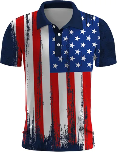 Vista 2 de Camiseta sin mangas para hombre del 4 de julio de 2023 Camisas casuales de manga corta con cuello redondo y cuello redondo, camisetas rojas, blancas
