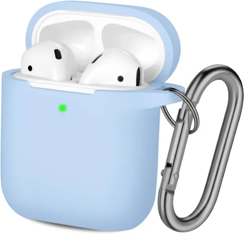 Vista 18 de Hamile Compatible con estuche de AirPods, funda protectora de silicona suave (LED frontal visible) diseñada para AirPods con accesorios de llavero