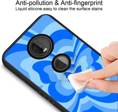 Vista 4 de Funda de teléfono para Motorola Moto Z4, diseño de mariposa azul con remolino inclinado, café, latte, San Valentín, bloque de color, lindo patrón, a
