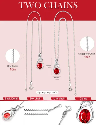 Vista 2 de HXZZ Fine Jewelry - Collar con colgante de plata de ley con topacio azul suizo, amatista, citrino, peridoto y ópalo, regalo para mujer, Gema