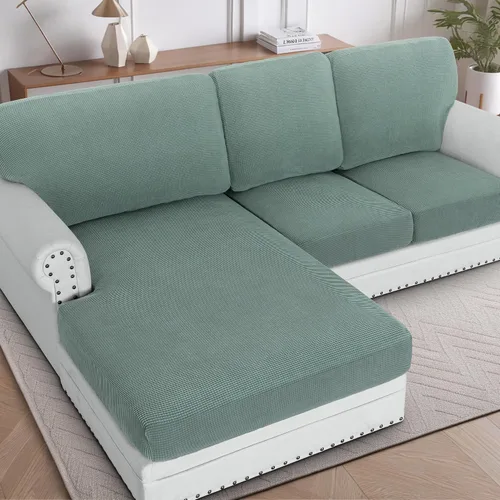 Vista 48 de H.Versailtex - Funda de sofá seccional de 1 pieza, funda deslizante para chaise con forma de L, funda de cojín separada para sofá seccional tanto