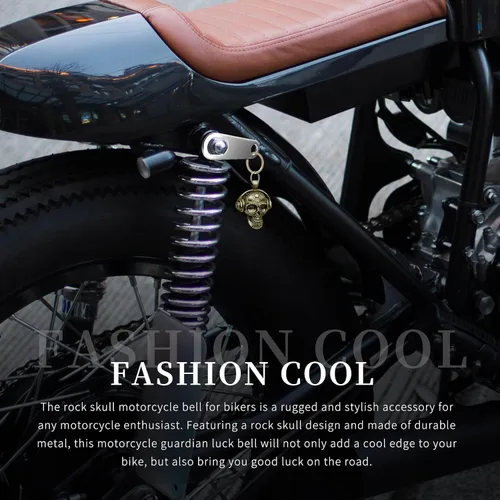 Vista 4 de Llavero de motocicleta Guardian Luck Bell Rock Skull Biker Gremlin Bell Car Llavero Accesorios con colgador de campana de motocicleta