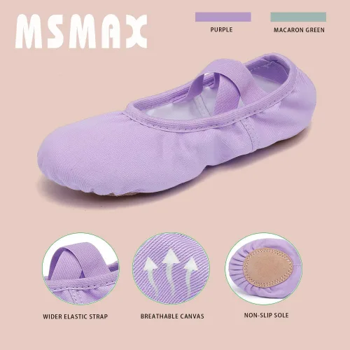 Vista 3 de Ballet Shoes for Girls Toddler Lyrical Shoes Split Sole Turners Dance Shoes