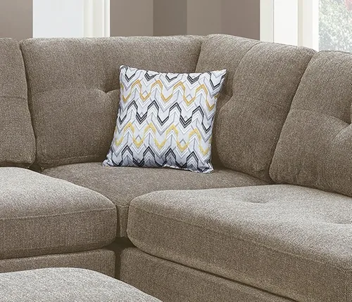 Vista 3 de Daesar Sofá seccional en forma de L con otomana, moderno sofá marrón claro Chenille muebles de sala de estar