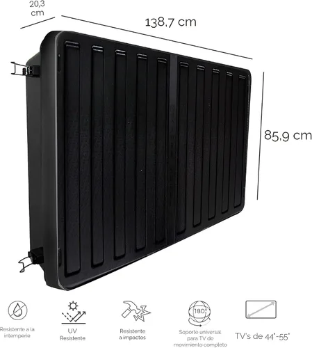 Vista 4 de Storm Shell Cubierta dura para TV al aire libre, protección resistente a la intemperie para televisión, se monta directamente en la pared, soporte