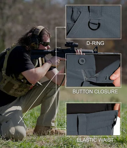 Vista 5 de NATUVENIX Pantalones tácticos para hombre, resistentes al agua, pantalones cargo de senderismo, ligeros, pantalones de trabajo al aire libre