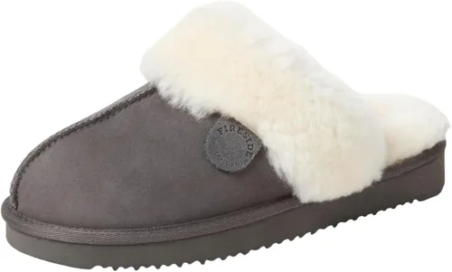 Vista 8 de Dearfoams Fireside Sydney Pantuflas anchas de piel de oveja para mujer, para interiores y exteriores