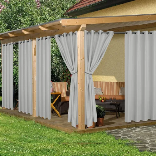 Vista 16 de HolidayIdeas Cortinas impermeables para patio, 4 paneles, 54 x 84 pulgadas, protección de privacidad y filtrado de luz, cortinas exteriores con Negro