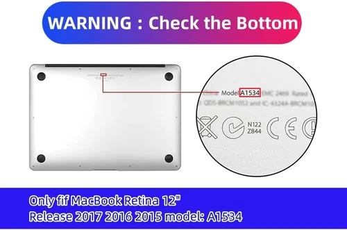 Vista 3 de Funda compatible con MacBook de 12 pulgadas 2017 2016 2015 versión A1534 con retina, carcasa rígida de plástico + cubierta de teclado + protector