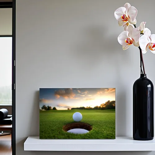 Vista 3 de Lienzo decorativo para pared, diseño de cueva para hombre, campo de golf, paisaje, puesta de sol, arte deportivo, para oficina, gimnasio, sala