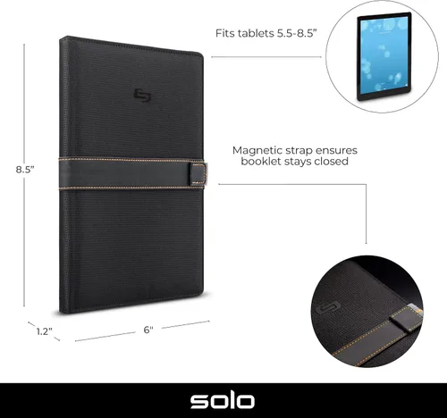 Vista 2 de Solo New York Metro Universal Fit Tablet/eReader Folleto, 5.5" a 8.5", Negro/Naranja, Negro -, Funda universal para tablet Metro
