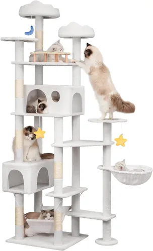 Vista 9 de Meecal Árbol de gato resistente de 79 pulgadas para gatos de interior y adulto, torre gigante alta para gatos con poste rascador, perchas grandes