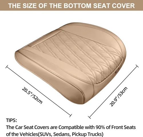 Vista 5 de TIEHESYT 2 fundas de piel de napa para automóviles, funda de asiento delantero inferior para automóvil, cojín de asiento sin respaldo