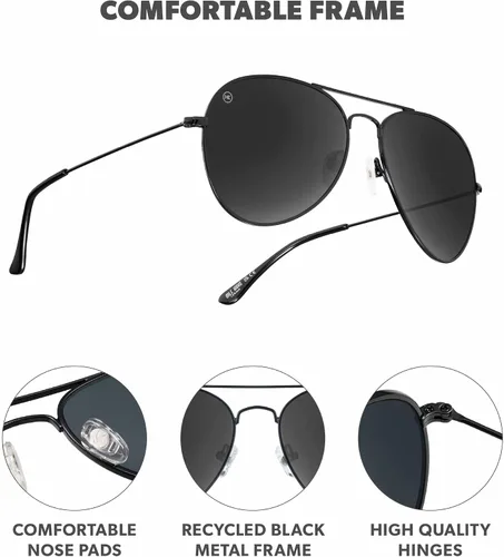 Vista 3 de Knockaround Gafas de sol polarizadas para hombres y mujeres - Protección UV400 Negro/humo