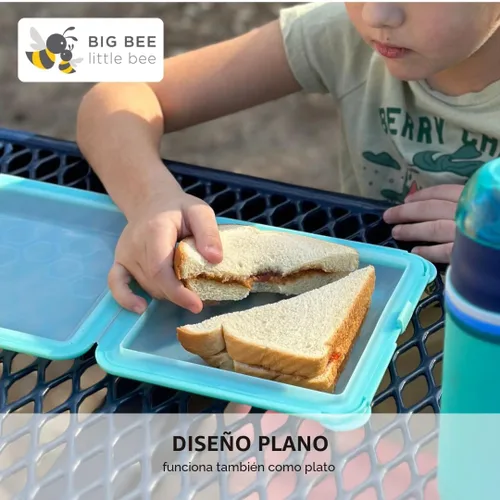 Vista 3 de Big Bee, Little Bee - SoftShell Contenedor de silicona reutilizable para almacenamiento de alimentos con tapa de concha conectada, fácil de limpiar